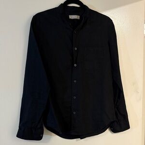 Everlane Men's Black Band Collar Button Down Shirt